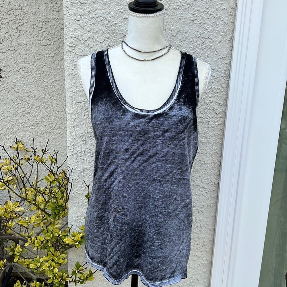 💚Blanc Noir Mesh Back Sweater Black Tank Top Women's Size L